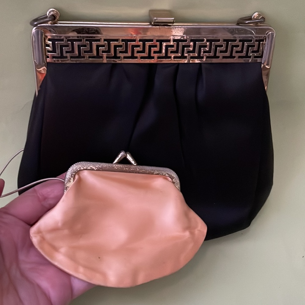 Vintage black/gold mini bag with coin purse